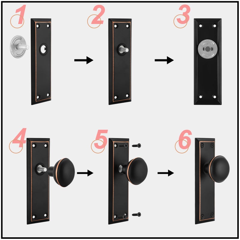 newliplace 2 Pack Matte Black Single Sided Crystal Dummy Door Knobs Interior, Vintage Glass Dummy Door Knobs with Long Plate - Image 5